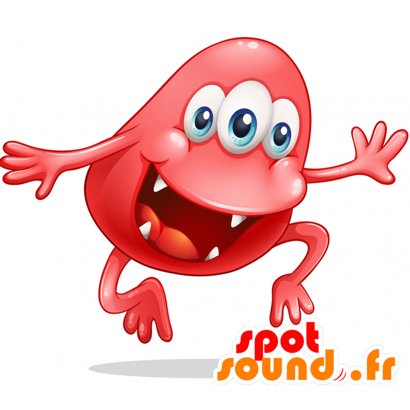 Mascotte de monstre rouge, à 3 yeux avec une grande bouche - MASFR030721 - Mascottes 2D/3D