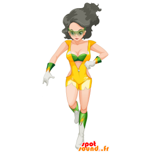 Futuristisk kvindemaskot, superhelt - Spotsound maskot kostume