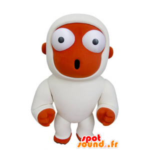 Orange og hvid abemaskot ser overrasket ud - Spotsound maskot