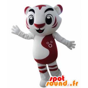 Hvid og rød tiger maskot. Feline maskot - Spotsound maskot