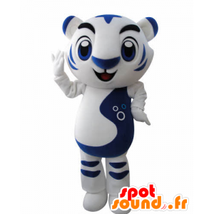 Mascot weißen und blauen Tiger. Katzen-Maskottchen - MASFR031002 - Tiger Maskottchen