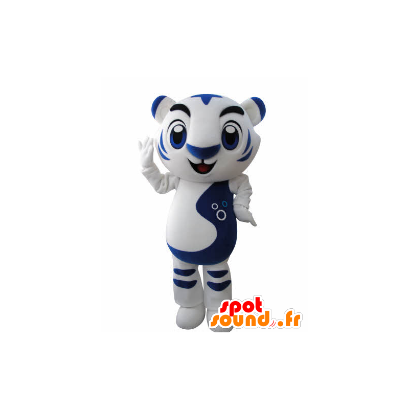 Mascot branco eo tigre azul. mascote felino - MASFR031002 - Tiger Mascotes