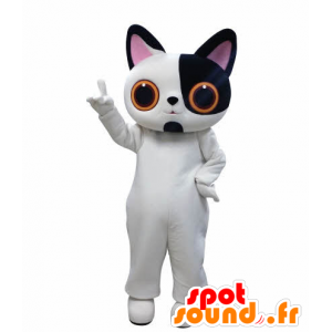 Mascote branco e preto gato com grandes olhos - MASFR031009 - Mascotes gato