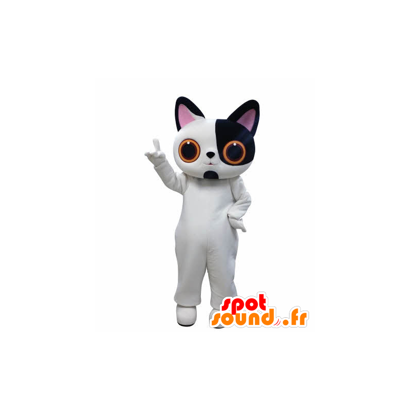 Black and white cat with big eyes mascot - MASFR031009 - Cat mascots