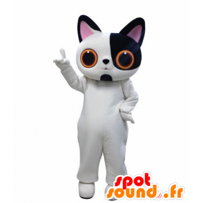 Mascotte de chat blanc et noir avec de grands yeux - MASFR031009 - Mascottes de chat