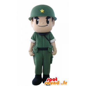 Soldier mascot, military with a uniform and a helmet - MASFR031015 - Human mascots