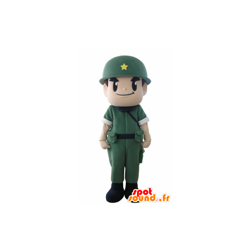 Mascot soldado, militar com um uniforme e um capacete - MASFR031015 - Mascotes humanos