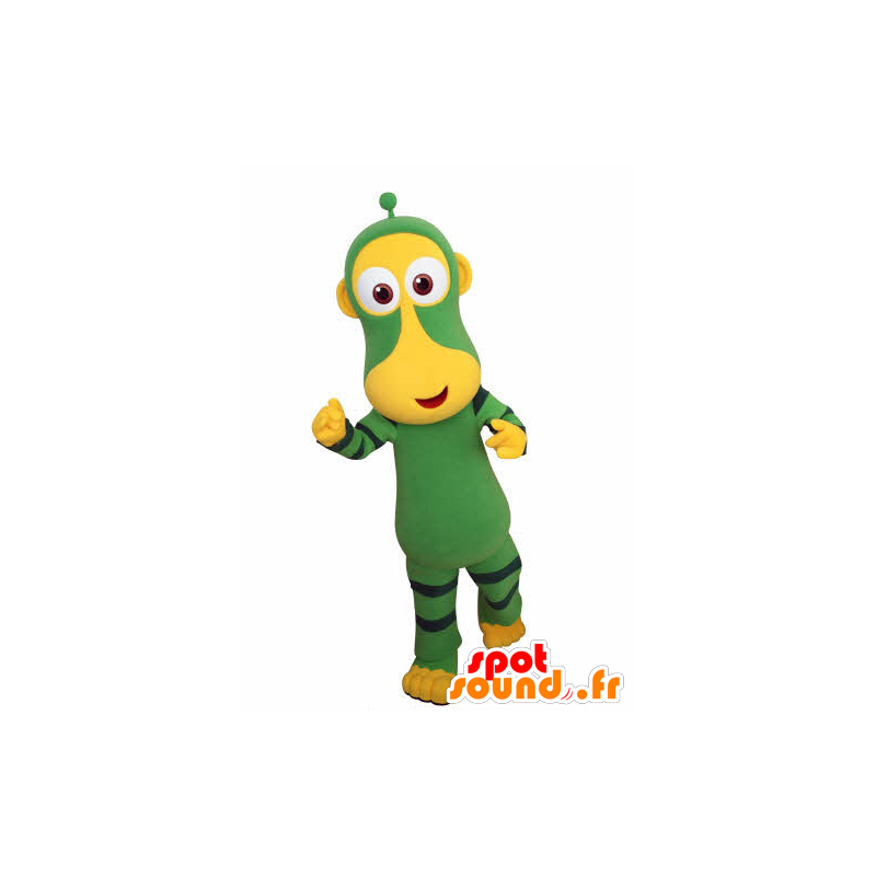 Grön och gul apa maskot. Futuristisk djurmaskot - Spotsound