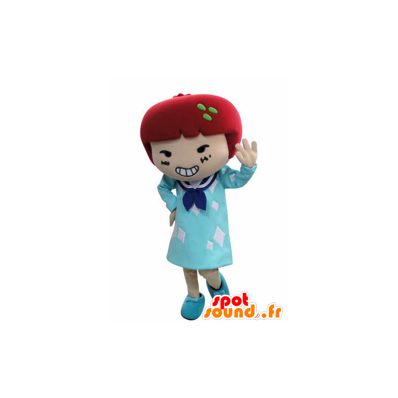 Mascotte de fillette en robe avec les cheveux rouges - MASFR031023 - Mascottes Garçons et Filles