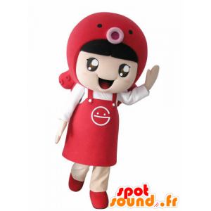 Girl mascot with an apron and a fish - MASFR031024 - Mascots boys and girls