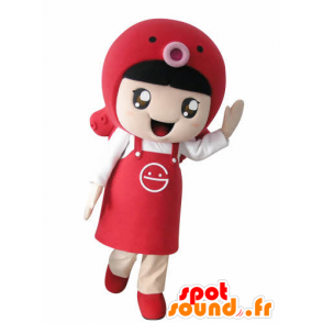 Mascot meisje met een schort en een vis - MASFR031024 - Mascottes Boys and Girls