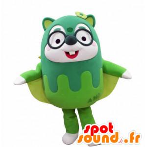 Green mascot flying squirrel, with glasses - MASFR031029 - Mascots squirrel