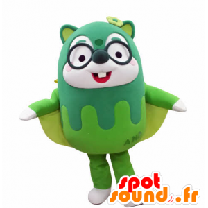 Grüne Maskottchen Gleithörnchen, mit Brille - MASFR031029 - Maskottchen Eichhörnchen