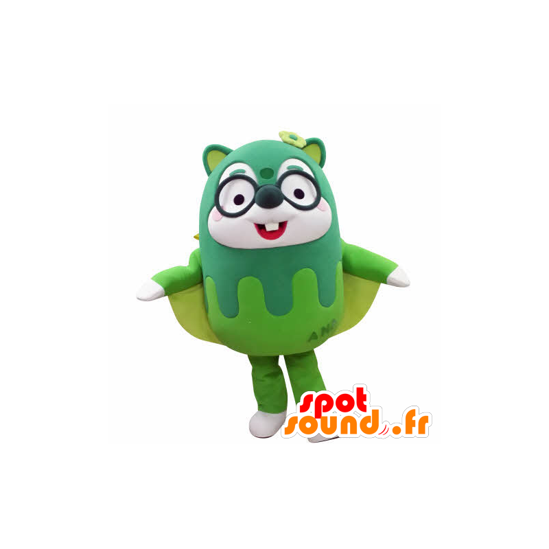 Verde mascotte scoiattolo volante, con gli occhiali - MASFR031029 - Scoiattolo mascotte