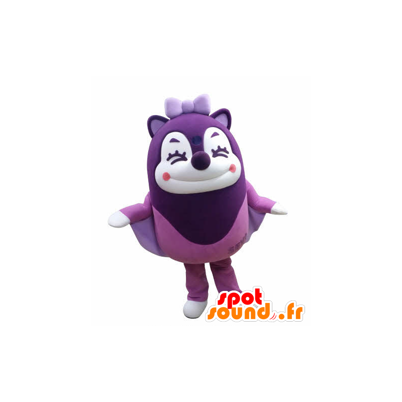 Purple mascot flying squirrel in the air laughing - MASFR031030 - Mascots squirrel