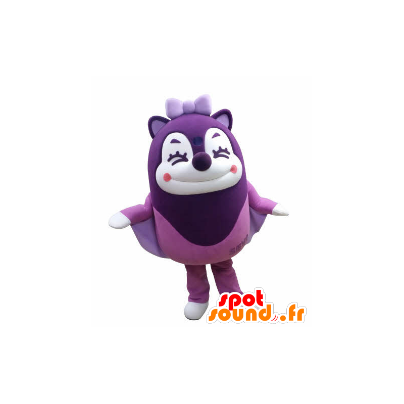 Mascot esquilo roxo voando no ar rindo - MASFR031030 - mascotes Squirrel