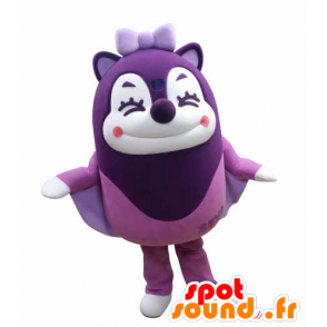 Purple mascot flying squirrel in the air laughing - MASFR031030 - Mascots squirrel