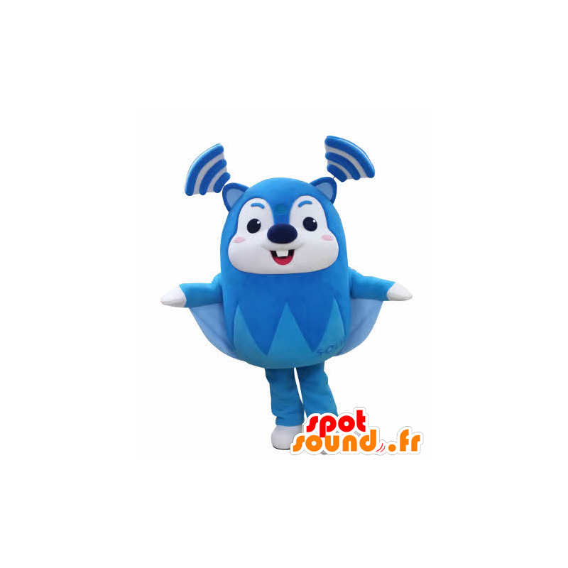 Azul voando mascote esquilo e branco, muito engraçado - MASFR031031 - mascotes Squirrel