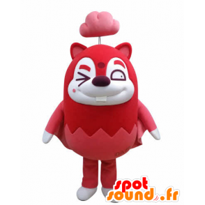Mascot of red and white flying squirrel, with a cloud - MASFR031032 - Mascots squirrel