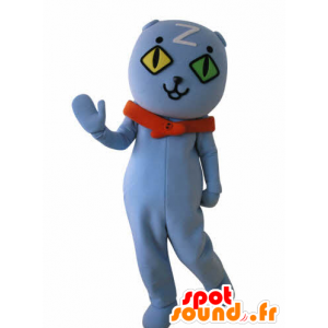 Blue Cat Mascot wall-eyed. blue teddy mascot - MASFR031033 - Bear mascot