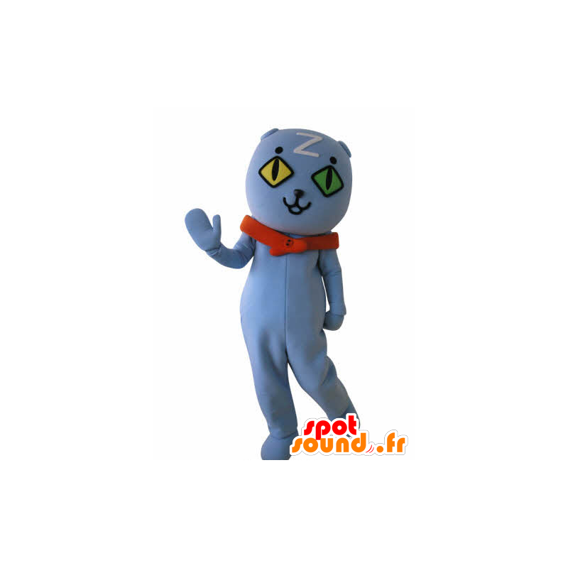 Blue Cat Mascot wall-eyed. blue teddy mascot - MASFR031033 - Bear mascot