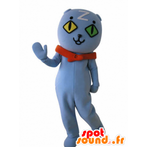 Mascotte de chat bleu aux yeux vairons. Mascotte de nounours bleu - MASFR031033 - Mascotte d'ours