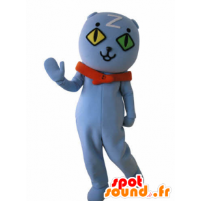 Blue Cat Mascot muur ogen. blauwe teddy mascotte - MASFR031033 - Bear Mascot