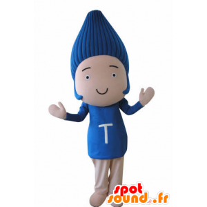 Hauska lumiukko maskotti, sininen hiukset - MASFR031035 - Mascottes Homme