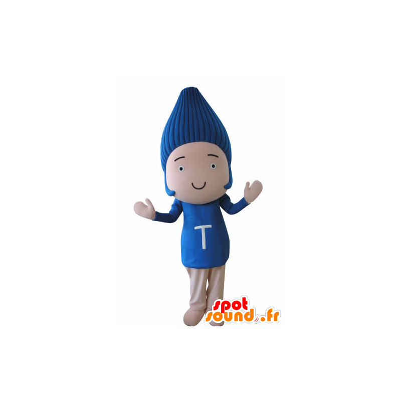 Grappige sneeuwman mascotte, met blauw haar - MASFR031035 - man Mascottes