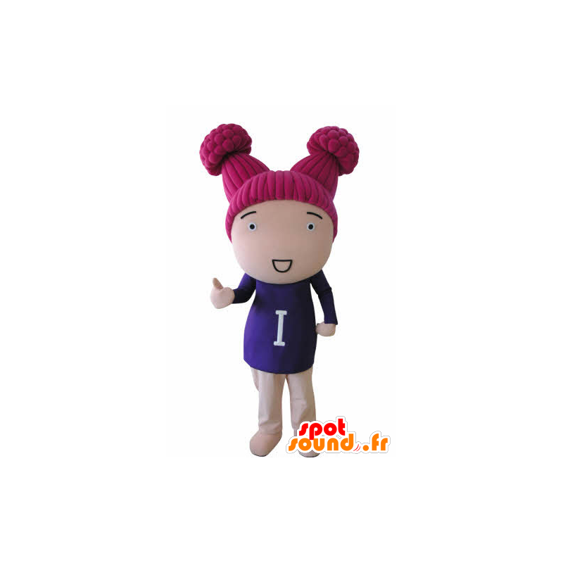 Doll mascot girl with pink hair - MASFR031037 - Mascots boys and girls