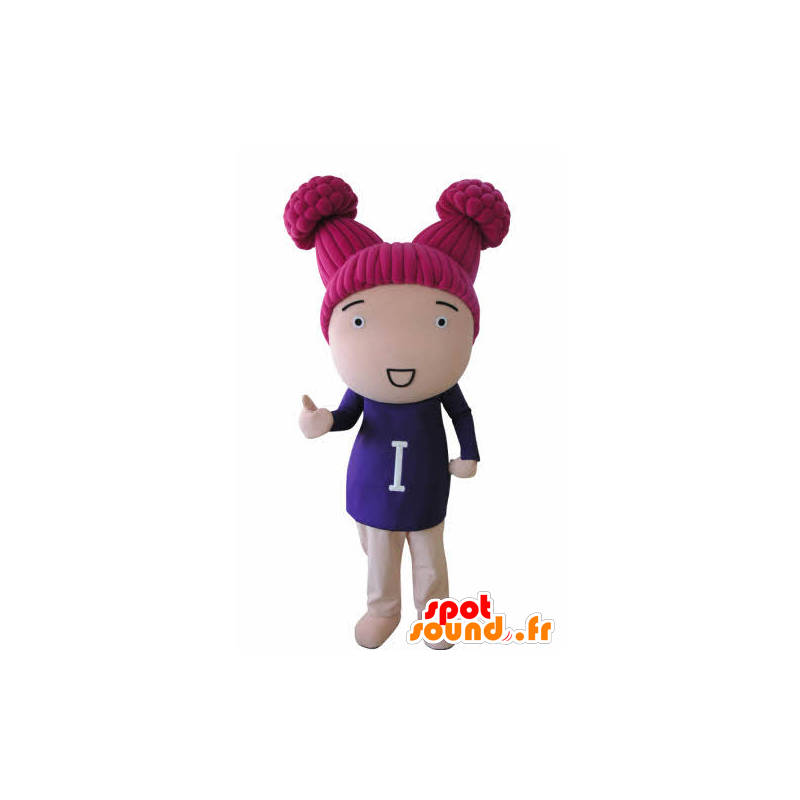 Dukke maskot jente med rosa hår - MASFR031037 - Maskoter gutter og jenter