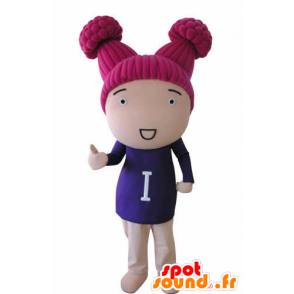 Pop mascotte meisje met roze haar - MASFR031037 - Mascottes Boys and Girls