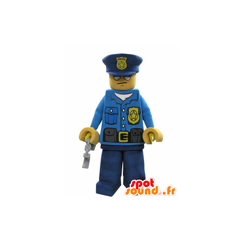Lego mascotte gekleed in politie-uniform - MASFR031040 - mascottes objecten Lego mascotte gekleed in politie-uniform - MASFR031040 - mascottes objecten