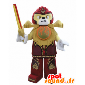 Mascotte de Lego, de tigre jaune et rouge, avec une épée - MASFR031043 - Mascottes Tigre