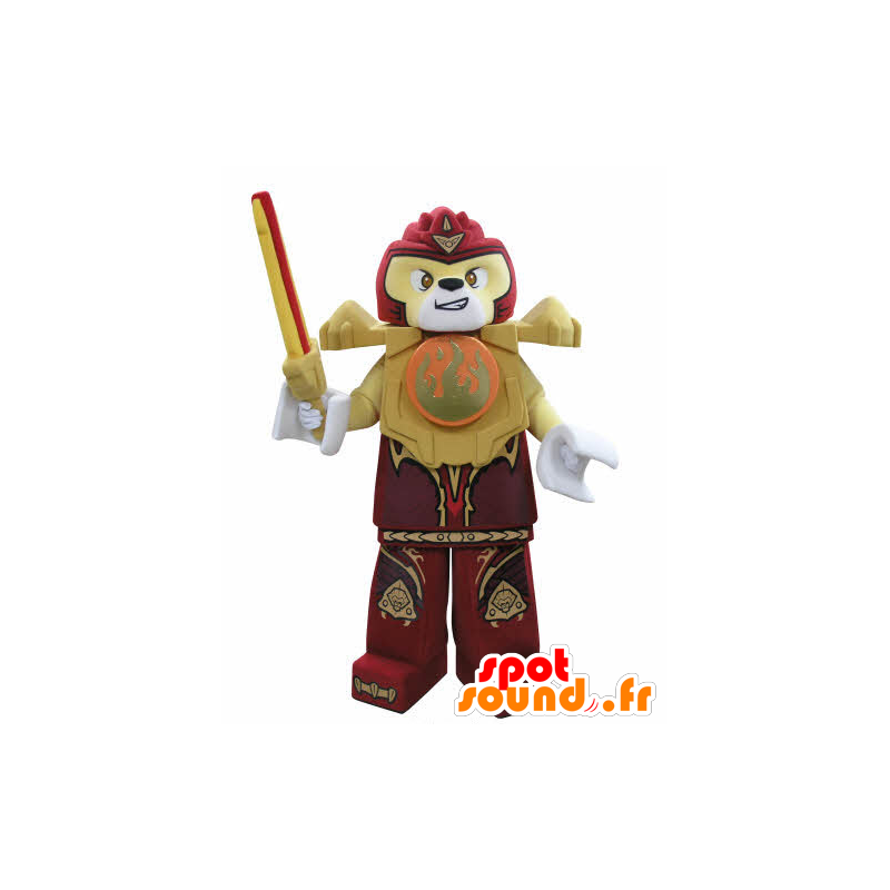 Mascotte de Lego, de tigre jaune et rouge, avec une épée - MASFR031043 - Mascottes Tigre Mascotte de Lego, de tigre jaune et rouge, avec une épée - MASFR031043 - Mascottes Tigre