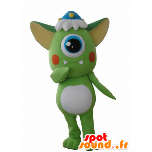Grön och vit cyclops främmande maskot - Spotsound maskot