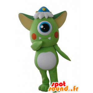 Grøn og hvid cyclops fremmede maskot - Spotsound maskot kostume