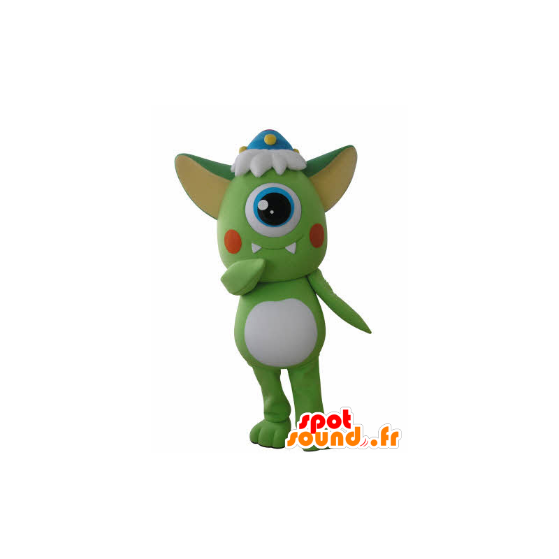 Mascotte d'extra-terrestre cyclope vert et blanc - MASFR031046 - Mascottes animaux disparus