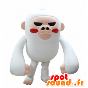 Branco e rosa macaco mascote olhar feroz - MASFR031047 - macaco Mascotes