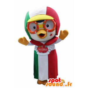 Fuglemaskot med hue og forklæde - Spotsound maskot kostume