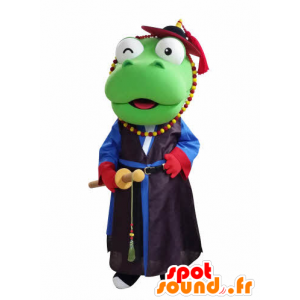 Mascotte de dragon vert en tenue de samouraï - MASFR031050 - Mascotte de dragon