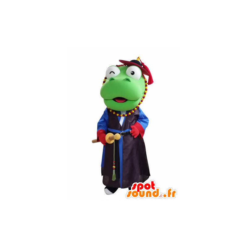 Drago mascotte verde vestito da samurai - MASFR031050 - Mascotte drago