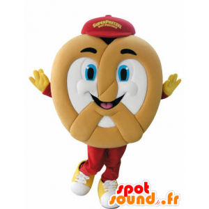 Mascotte de Bretzel géant, très souriant - MASFR031052 - Mascotte alimentaires