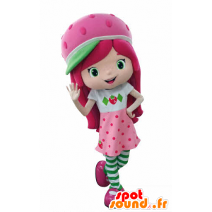 Charlotte mascot Strawberry, famous pink girl - MASFR031054 - Mascots boys and girls