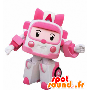 Mascota de la ambulancia de color rosa y blanco, forma Transformers de juguete - MASFR031057 - Mascotas de objetos