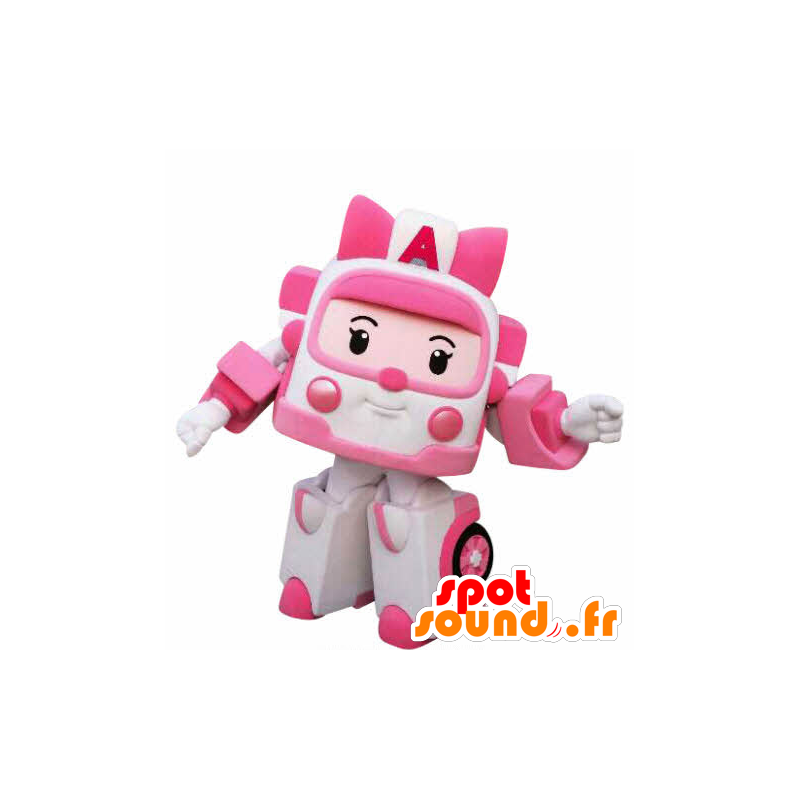Maskottchen von rosa und weißen Krankenwagen, Spielzeug Transformers Weg - MASFR031057 - Maskottchen von Objekten