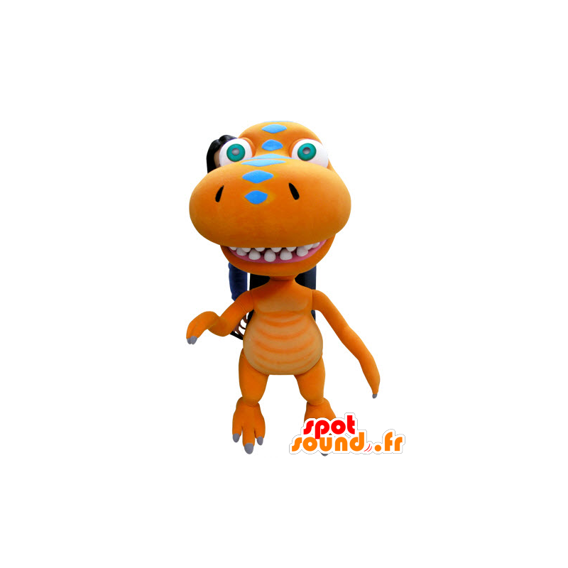 Dragon mascot, orange dinosaur, giant - MASFR031059 - Dragon mascot