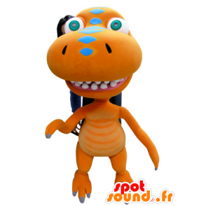 Drago mascotte, dinosauro arancione, gigante - MASFR031059 - Mascotte drago