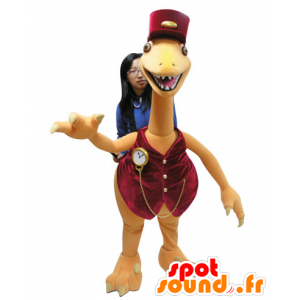 Mascot oranje en rode dinosaurus, reus - MASFR031061 - Dinosaur Mascot