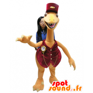 Orange och röd dinosaurie-maskot, jätte - Spotsound maskot